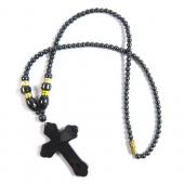 18inch Hematite Cross Pendant Stone Strands Necklace